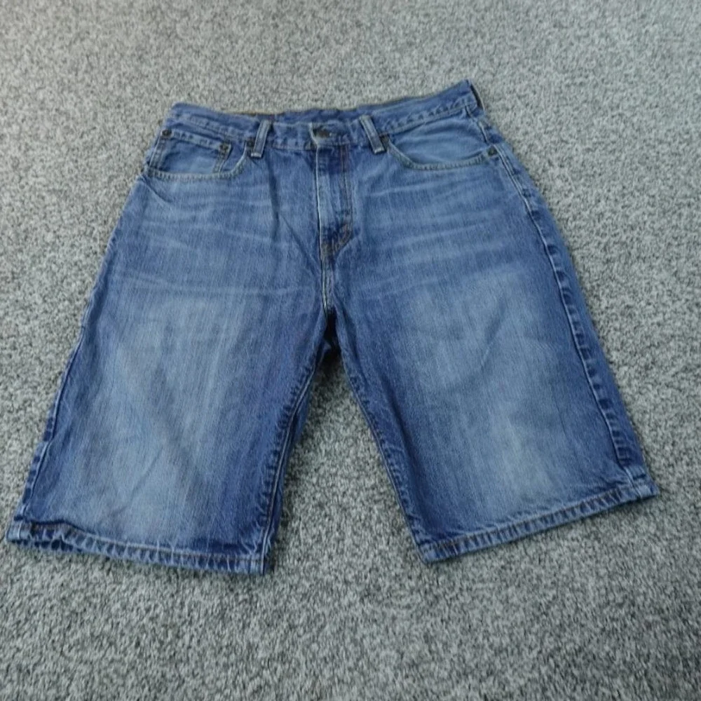 Levis‎ Shorts Mens 31 Dark Blue Denim Bermuda Jean Jorts 569 Whiskered Faded Dad
